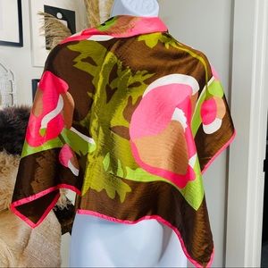 Square Versatile Wear Water Color Floral Vintage Silk Scarf